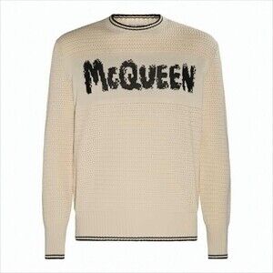 Alexander Mcqueen Textured Knit Sweater With Distressed Logo - NWT